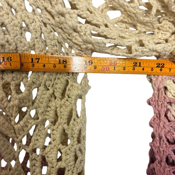 Umgee Crochet Knit Open Front Long Line Cardigan Kimono Size Small Ombré - Picture 7 of 8
